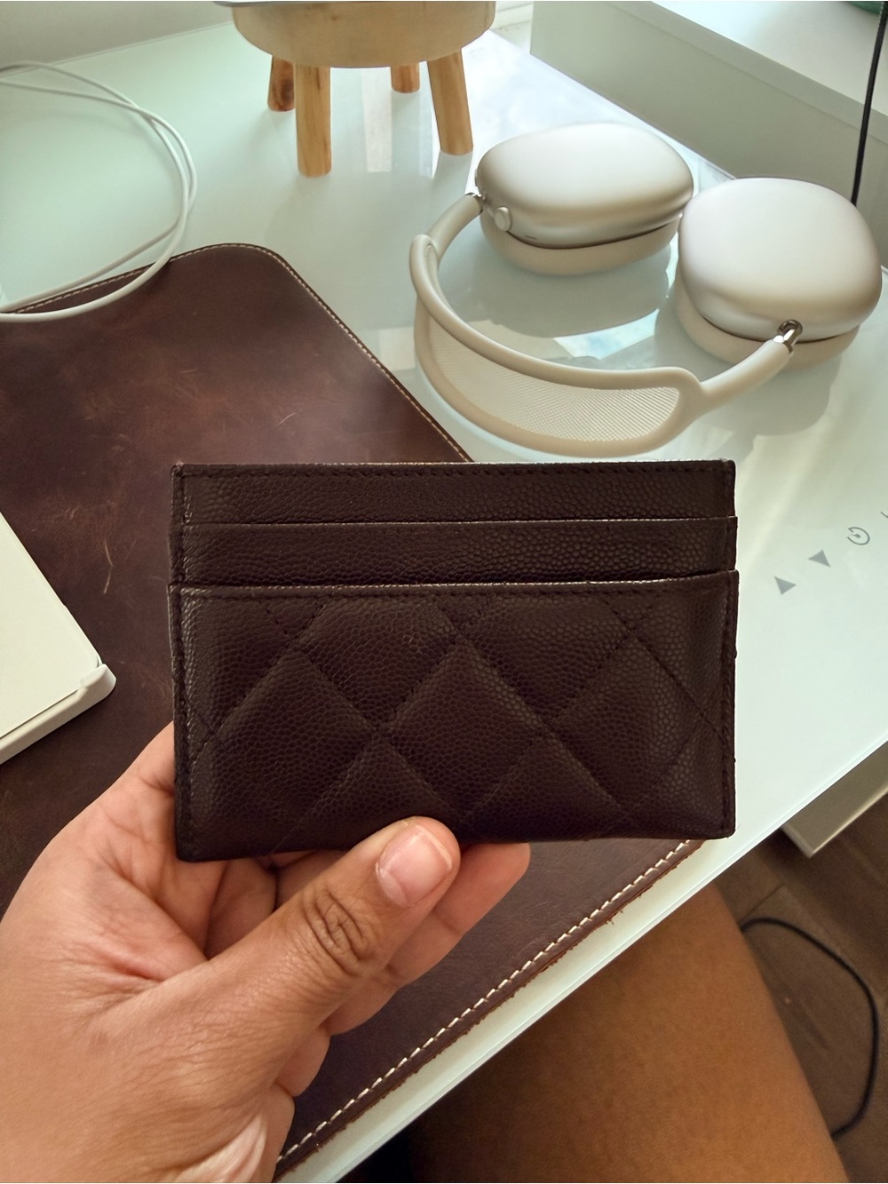Chanel chocolate colour card holder- PRISTINE CONDITION(receipt provided) - Picture 2 of 4